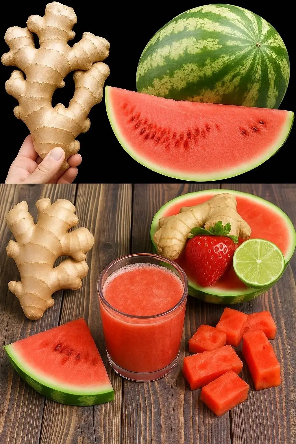 Watermelon Juice with Carrot, Beetroot, and Ginger