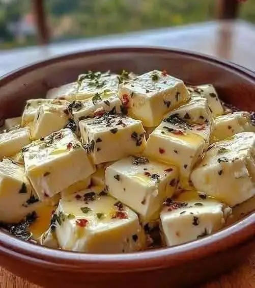 Marinated Feta Cheese Cubes