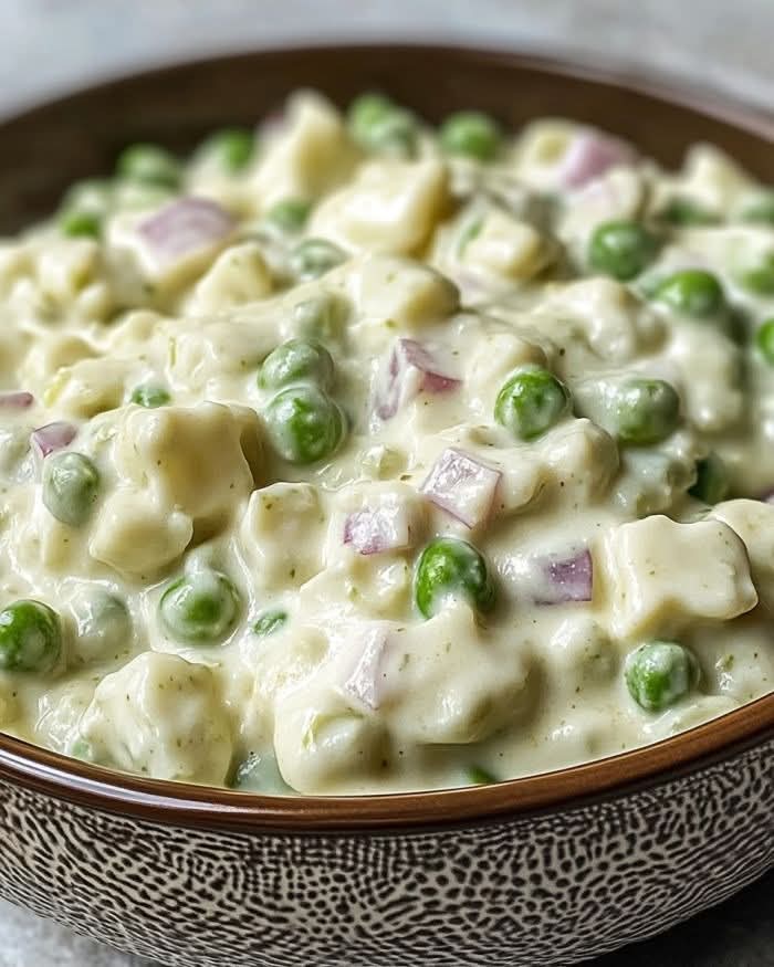 This creamy 1950s vintage pea salad