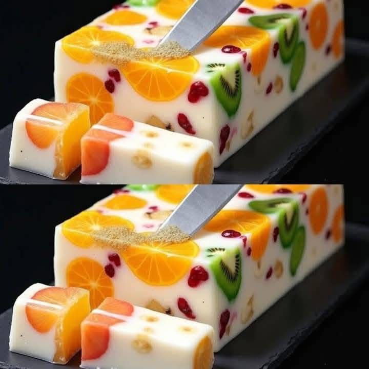 refreshing fruit jelly milk cake