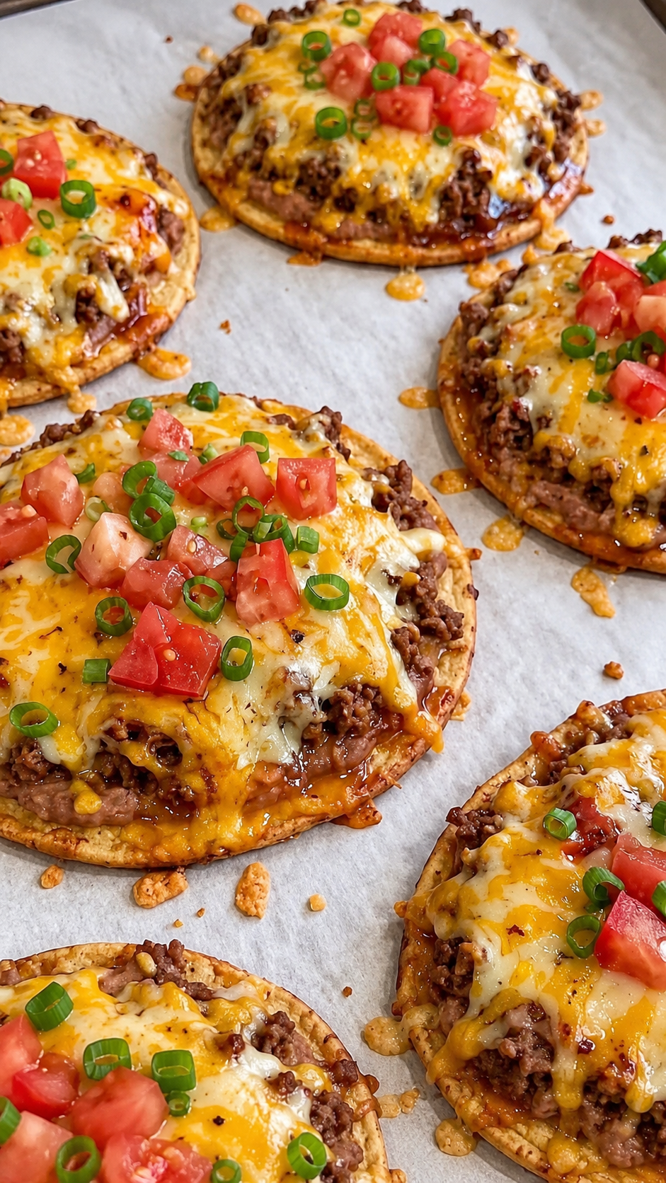 Cheesy Beef Taco Tostada Pizzas